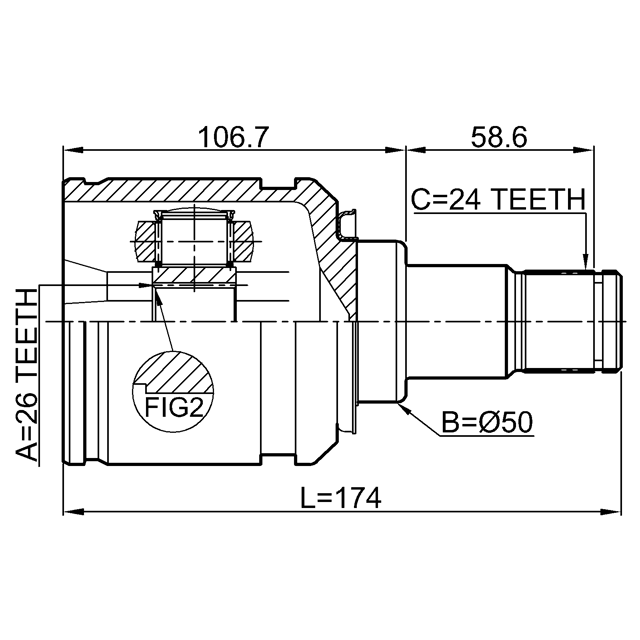 INNER CV JOINT LEFT 26X50X24 - Image 2
