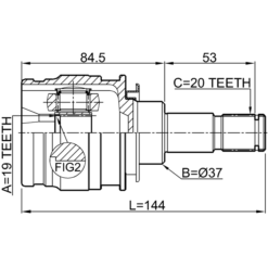 Alternative view of REAR INNER CV JOINT 19X37X20