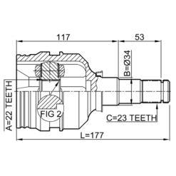 Alternative view of INNER CV JOINT 22X34X23