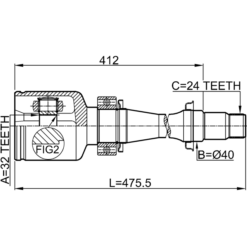 Alternative view of INNER CV JOINT RIGHT 32X40X24