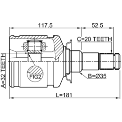 Alternative view of INNER CV JOINT LEFT 32X35X20