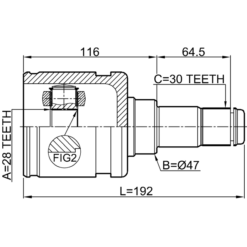 Alternative view of INNER CV JOINT 28X47X30