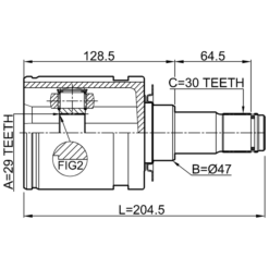 Alternative view of INNER CV JOINT 29X47X30