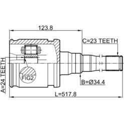 Alternative view of INNER CV JOINT RIGHT 24X34.4X23