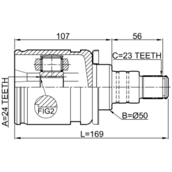 Alternative view of INNER CV JOINT LEFT 24X50X23