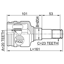 Alternative view of INNER CV JOINT 20X34X23
