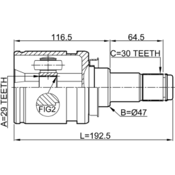 Alternative view of INNER CV JOINT 29X47X30
