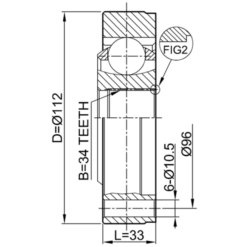 Alternative view of INNER CV JOINT 34X112