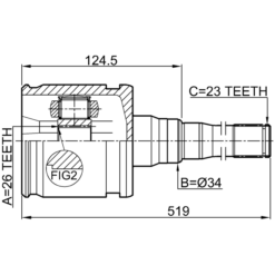 Alternative view of INNER CV JOINT RIGHT 26X28X23