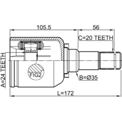 Alternative view of INNER CV JOINT LEFT 24X35X20