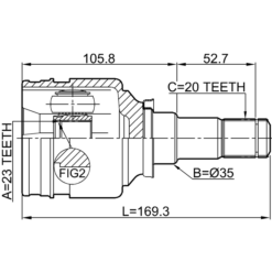Alternative view of INNER CV JOINT RIGHT 23X35X20