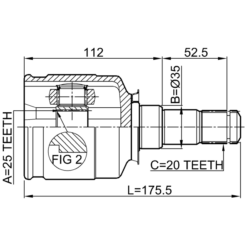 Alternative view of INNER CV JOINT LEFT 25X35X20