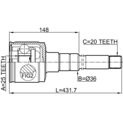 Alternative view of INNER CV JOINT RIGHT 25X36X20