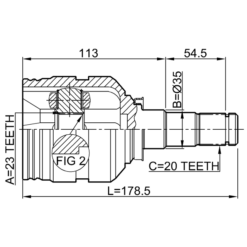 Alternative view of INNER CV JOINT LEFT 23X35X20