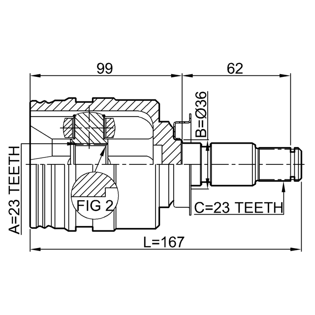 INNER CV JOINT RIGHT 23X36X23 - Image 2