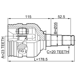 Alternative view of INNER CV JOINT LEFT 23X35X20