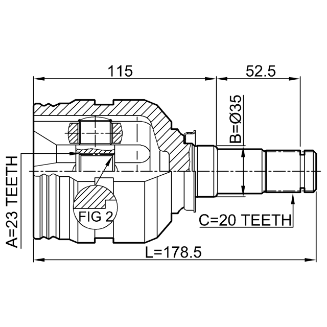 INNER CV JOINT LEFT 23X35X20 - Image 2