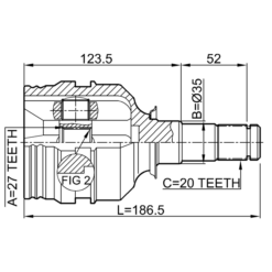 Alternative view of INNER CV JOINT LEFT 27X35X20