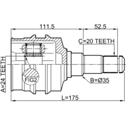 Alternative view of INNER CV JOINT LEFT 24X35X20