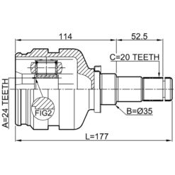 Alternative view of INNER CV JOINT RIGHT 24X35X20