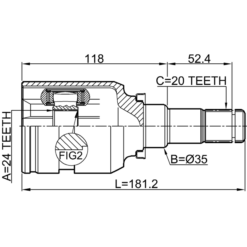 Alternative view of INNER CV JOINT LEFT 24X35X20