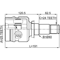 Alternative view of INNER CV JOINT RIGHT 25X40X24