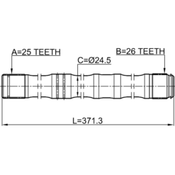 Alternative view of AXLE HALF SHAFT LEFT 26X370.5X25