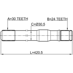Alternative view of AXLE HALF SHAFT RIGHT 30X421X24