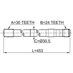 Alternative view of AXLE HALF SHAFT RIGHT 30X453X24