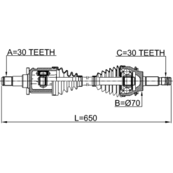 Alternative view of FRONT CV AXLE SHAFT LEFT/RIGHT 30X650X30