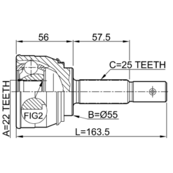 Alternative view of OUTER CV JOINT 22X55X25
