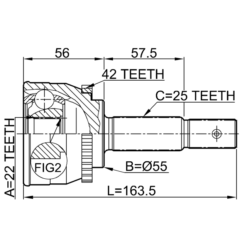 Alternative view of OUTER CV JOINT 22X55X25