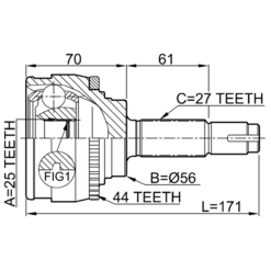 Alternative view of OUTER CV JOINT 25X56X27