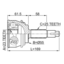 Alternative view of OUTER CV JOINT 23X55X25