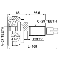 Alternative view of OUTER CV JOINT 27X56X29