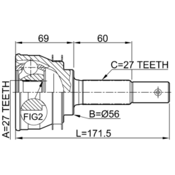 Alternative view of OUTER CV JOINT 27X56X27