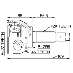Alternative view of OUTER CV JOINT 27X56X29