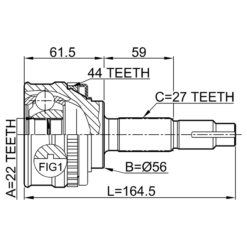 Alternative view of OUTER CV JOINT 22X56X27