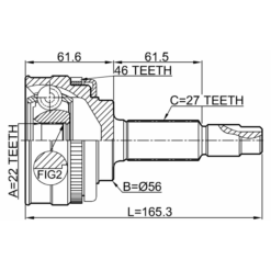 Alternative view of OUTER CV JOINT 22X56X27