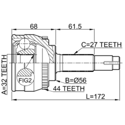 Alternative view of OUTER CV JOINT 32X56X27