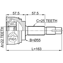 Alternative view of OUTER CV JOINT 22X55X25