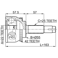 Alternative view of OUTER CV JOINT 22X55X25
