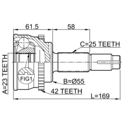 Alternative view of OUTER CV JOINT 23X55X25
