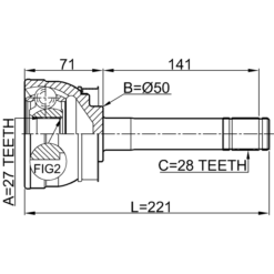 Alternative view of OUTER CV JOINT 27X50X28