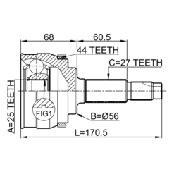 Alternative view of OUTER CV JOINT 25X56X27