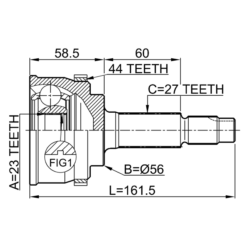 Alternative view of OUTER CV JOINT 23X56X27