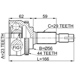Alternative view of OUTER CV JOINT 23X56X29