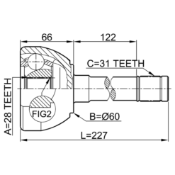 Alternative view of OUTER CV JOINT 28X60X31