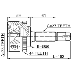 Alternative view of OUTER CV JOINT 23X56X27