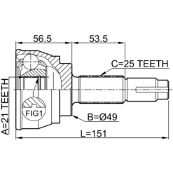 Alternative view of OUTER CV JOINT 21X49X25